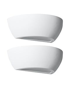 Set of 2 Mazzaro - White E14 Plaster Wall Lights