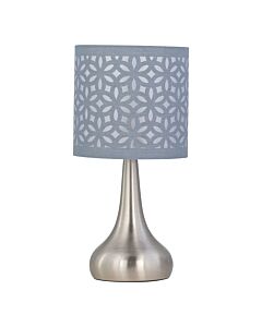 Romana - Brushed Chrome Touch Operated Table Lamp with Grey Laser Cut Shade