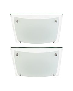 Set of 2 Glacier - Two Tone Glass Flush Ceiling Lights