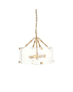 Endon Lighting - Keller - 118583 - Aged Brass Clear Textured Glass 4 Light Ceiling Pendant Light