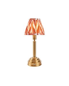 Endon Lighting - Upton Rechargeable & Zigzag 16cm - 114884 - LED Aged Brass Orange Touch Table Lamp With Shade