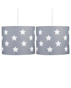 Set of 2 Grey with White Stars 25cm Light Shades