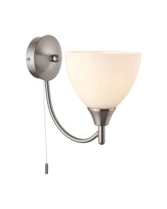 Endon Lighting - Alton - 1805-1SC - Chrome Opal Glass Pull Cord Wall Light