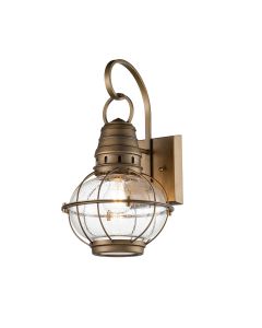 Kichler Lighting - Bridgepoint - KL-BRIDGEPOINT-M-NBR - Natural Brass Clear Seeded Glass IP44 Outdoor Wall Light