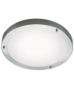 Nordlux - Ancona Maxi E27 - 25316132 - Steel Opal Glass 2 Light Bathroom Ceiling Flush Light