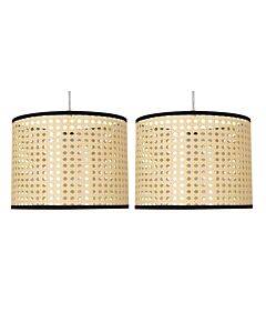 Set of 2 Woven - 25cm Wicker Easy Fit Pendant Shades