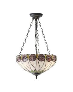 Interiors 1900 - Hutchinson - 64175 - Dark Bronze Tiffany Glass 3 Light Ceiling Pendant Light