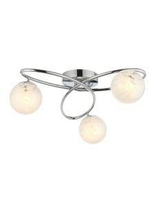 Endon Lighting - Quay - 97230 - Chrome White Glass 3 Light Flush Ceiling Light