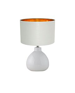 Tuscan - White Ceramic Lamp with Grey & Gold Shade