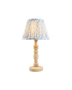 Endon Lighting - Bibury & Leaf 20cm - 114286 - Ash Wood Aged Brass Blue Table Lamp With Shade