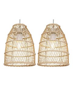 Set of 2 Bamboo - Natural Bamboo Easy Fit Pendant Shades