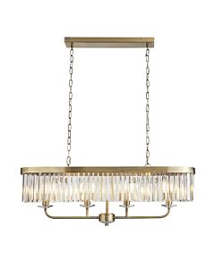 Chichester - Antique Brass Clear Cut Glass 4 Light Bar Ceiling Pendant Light