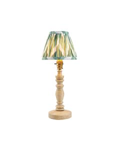 Endon Lighting - Bibury & Zigzag 16cm - 115926 - Ash Wood Aged Brass Green Table Lamp With Shade