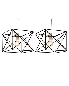 Set of 2 Geosphere - Matt Black with Brushed Gold Easy Fit Lightshades