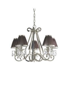 Interiors 1900 - Oksana - 63511 - Nickel Clear Crystal Glass Chocolate Pleated 5 Light Chandelier