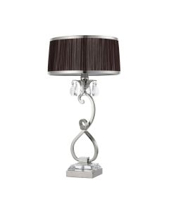 Interiors 1900 - Oksana - 63512 - Nickel Clear Crystal Glass Chocolate Pleated Table Lamp With Shade