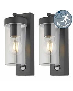 Set of 2 Hadron - Black Motion Sensor Outdoor Wall Lights