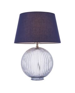 Endon Lighting - Jemma - 92906 - Smoked Glass Navy Blue Table Lamp With Shade