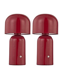 Christina - Red LED Rechargeable Touch Table Lamps Twin Pack