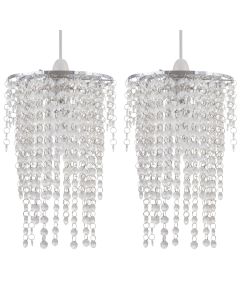 Set of 2 Cleared Jewelled Waterfall Light Shades