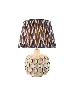 Endon Lighting - Borello & Zigzag 35cm - 116396 - Cream Crackle Aged Brass Grey Ceramic Table Lamp With Shade