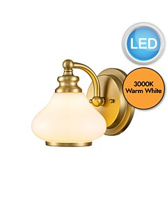 Hinkley Lighting - Ainsley - HK-AINSLEY1-BATH-BB - LED Brushed Brass Opal Glass IP44 Bathroom Wall Light