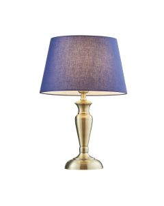 Endon Lighting - Oslo - 91095 - Antique Brass Navy Blue Table Lamp With Shade