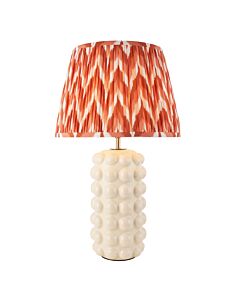 Endon Lighting - Bobble & Zigzag 35cm - 116390 - White Crackle Aged Brass Orange Ceramic Table Lamp With Shade