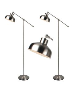 Set of 2 Satin Nickel Lever Arm Floor Lamps