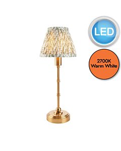 Endon Lighting - Burley Rechargeable & Leaf 16cm - 114800 - LED Aged Brass Green Touch Table Lamp With Shade