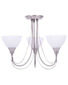 Brushed Chrome & Opal Glass 3 Light Semi Flushes