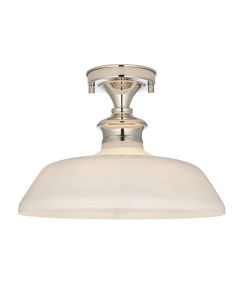 Endon Lighting - Barford - 96183 - Nickel Opal Glass Flush Ceiling Light