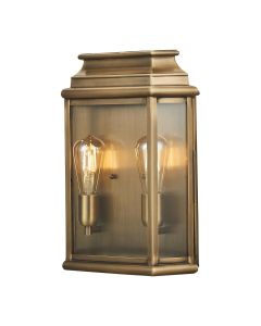 Elstead Lighting - St Martins - ST-MARTINS-L-BR - Aged Brass Clear Glass 2 Light IP44 Outdoor Half Lantern Wall Light