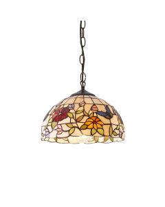 Interiors 1900 - Butterfly - 63996 - Dark Bronze Tiffany Art Glass Ceiling Pendant Light