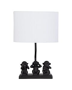 Cheeky - Three Monkeys Table Lamp With White Fabric Shade