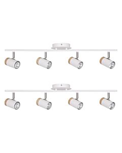 Set of 2 Stratton - White with Wood Detail Four Way Spotlights