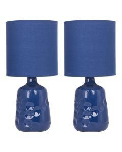 Set of 2 Dimple 29cm Navy Lamps