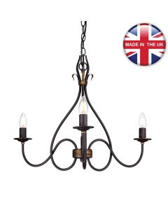 Elstead Lighting - Windermere - WM3 - Rustic Brown Gold 3 Light Chandelier