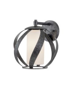 Quintiesse - Blacksmith - QN-BLACKSMITH1-OBK - Black Opal Glass IP44 Outdoor Wall Light