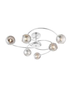 Endon Lighting - Aerith - 73582 - Chrome Smoked Glass 6 Light Flush Ceiling Light