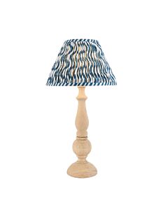 Endon Lighting - Hidcote & Ripple 30cm - 114744 - Natural Wood Aged Brass Blue Table Lamp With Shade