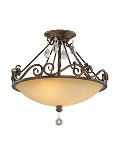 Feiss Lighting - Chateau - FE-CHATEAU-SF - Bronze Amber Glass 2 Light Flush Ceiling Light