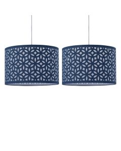 Set of 2 Navy Blue Laser Cut 25cm Pendant Lightshades