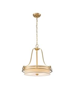 Quoizel Lighting - Gotham - QZ-GOTHAM-P-BB - Brushed Brass Clear Glass Cream 4 Light Ceiling Pendant Light