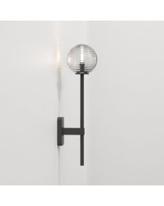 Astro Lighting - Tacoma Single Grande 1429006 & 5036003 - IP44 Matt Black Wall Light with Clear Ribbed Glass Shade