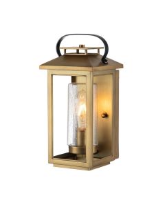 Quintiesse - Atwater - QN-ATWATER-S-PDB - Distressed Brass Clear Seeded Glass IP44 Outdoor Half Lantern Wall Light