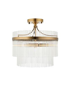 Endon Lighting - Marietta - 112575 - Antique Brass Clear Glass 3 Light Flush Ceiling Light