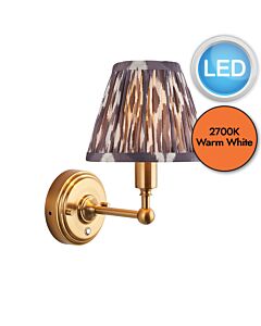 Endon Lighting - Burley Rechargeable & Ikat 16cm - 114826 - LED Aged Brass Grey Touch Wall Light