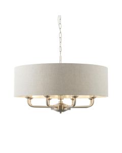 Endon Lighting - Highclere - 99152 - Brushed Chrome Natural 8 Light Ceiling Pendant Light