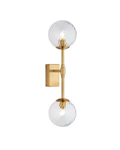 Lubo - Aged Brass Clear Glass 2 Light Wall Light